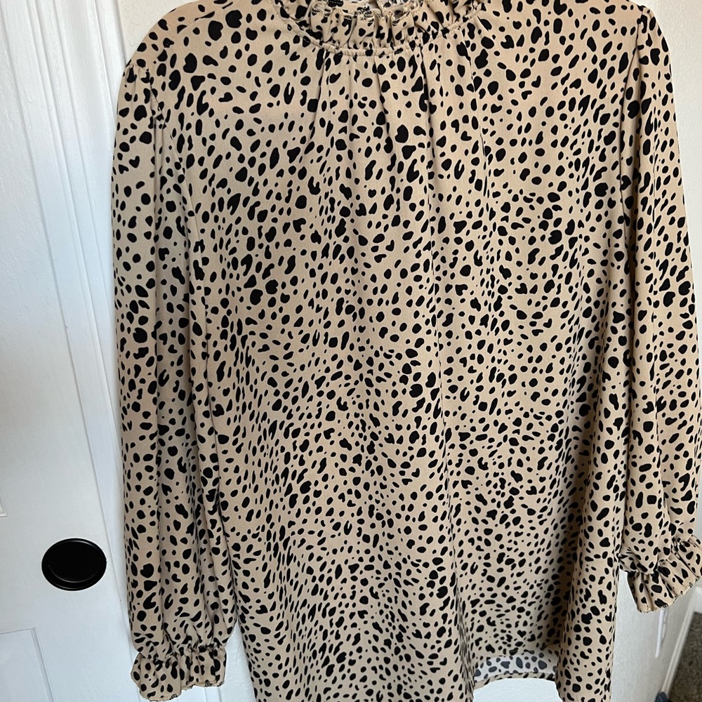 SHEIN Tan and Black Leopard Print Blouse